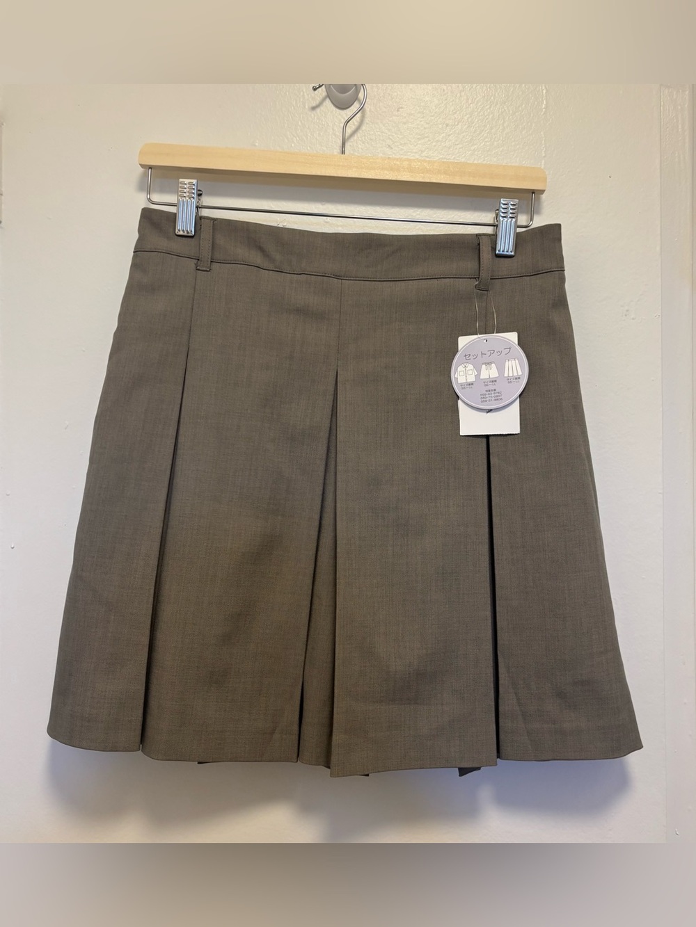 Japanese Pleated A-Line Grey Mini Skirt Size L